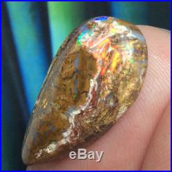 11.15ct Australian Boulder Opal Petrified WOOD/VEG Fossil Flashy RED FIRE Video