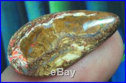 11.15ct Australian Boulder Opal Petrified WOOD/VEG Fossil Flashy RED FIRE Video