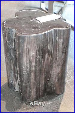 15 H x 13 x 12 petrified wood stool black white full polish beautiful cut 366W