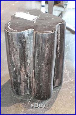 15 H x 13 x 12 petrified wood stool black white full polish beautiful cut 366W