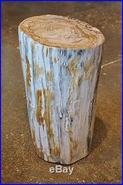 16 H x 10 x 8 petrified wood stool black gray white brown full polish 366R