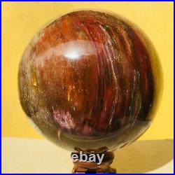 1802g Large Natural Petrified Wood Fossil Crystal Geode Sphere Ball Healing