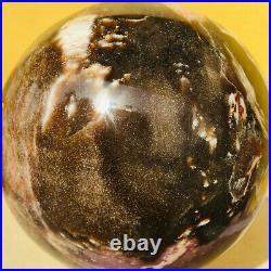 1802g Large Natural Petrified Wood Fossil Crystal Geode Sphere Ball Healing