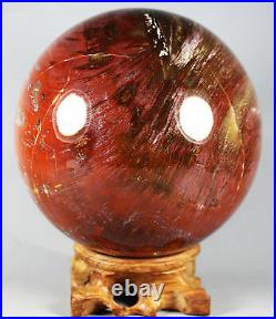 1860g PETRIFIED WOOD FOSSIL AGATE Crystal With Rose Wood Stand From Madagascar