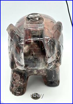 23LB 6oz Petrified Wood Elephant Statue Hand Carved Feng Shui UV Fluorescent 23LB 6oz Petrified Wood Elephant Statue Hand Carved Feng Shui UV Fluorescent