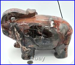 23LB 6oz Petrified Wood Elephant Statue Hand Carved Feng Shui UV Fluorescent 23LB 6oz Petrified Wood Elephant Statue Hand Carved Feng Shui UV Fluorescent