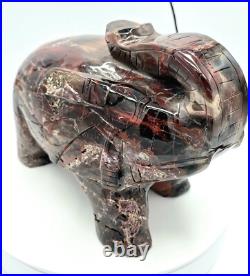 23LB 6oz Petrified Wood Elephant Statue Hand Carved Feng Shui UV Fluorescent 23LB 6oz Petrified Wood Elephant Statue Hand Carved Feng Shui UV Fluorescent