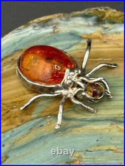 260 gr. Jasper Petrified Wood Sterling Silver Amber Spider Paperweight -Nice