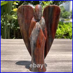 2.6LB 8 Natural Petrified Wood Angel Quartz Crystal Carving Figurine Decor Gift 2.6LB 8 Natural Petrified Wood Angel Quartz Crystal Carving Figurine Decor Gift