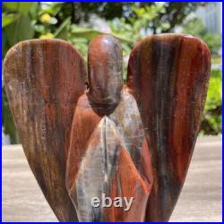 2.6LB 8 Natural Petrified Wood Angel Quartz Crystal Carving Figurine Decor Gift 2.6LB 8 Natural Petrified Wood Angel Quartz Crystal Carving Figurine Decor Gift