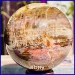 374g Magic Totem Red Petrified Wood Crystal Ball Fossil Polished Sphere Specimen