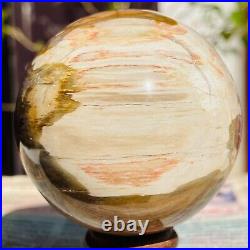 374g Magic Totem Red Petrified Wood Crystal Ball Fossil Polished Sphere Specimen