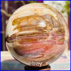 374g Magic Totem Red Petrified Wood Crystal Ball Fossil Polished Sphere Specimen