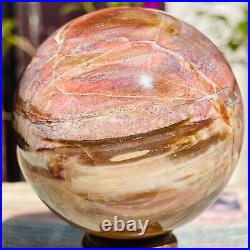 374g Magic Totem Red Petrified Wood Crystal Ball Fossil Polished Sphere Specimen