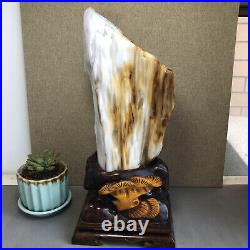 3.2kg Top Natural Petrified Wood Fossil Jade Polished crystal Healing specimen