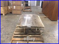 49 W rectangular Petrified wood coffee table gray polished top and steel base
