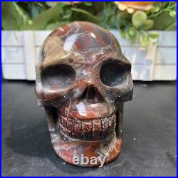 4LB 5.5 Natural Petrified Wood Skull Crystal Quartz Decoration Ornament Energy