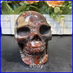 4LB 5.5 Natural Petrified Wood Skull Crystal Quartz Decoration Ornament Energy