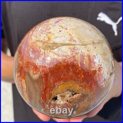 4.3lb Natural Red Petrified Wood Crystal Ball Fossil Polished Sphere Specimen