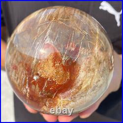 4.3lb Natural Red Petrified Wood Crystal Ball Fossil Polished Sphere Specimen