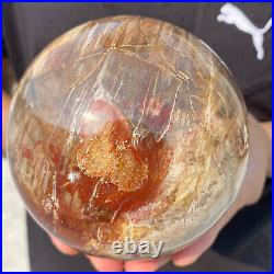 4.3lb Natural Red Petrified Wood Crystal Ball Fossil Polished Sphere Specimen