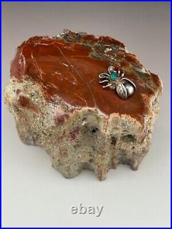 643 gr. Arizona Petrified Wood and sterling silver desert bug/spider paperweight