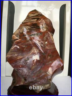 7070g Thread specimen of natural polished blood red petrified wood fossil+stand 7070g Thread specimen of natural polished blood red petrified wood fossil+stand