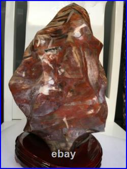 7070g Thread specimen of natural polished blood red petrified wood fossil+stand 7070g Thread specimen of natural polished blood red petrified wood fossil+stand