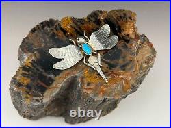 939 gr. Petrified Wood Navajo Sterling Silver Dragonfly Paperweight -Stunning