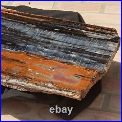 Beautiful Very Large 50 Inch Fossil Petrified Wood Red Rainbow Cocktail Table