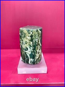 Green petrified wood mini stool polished with base 782gr 6x7x10cm (203)