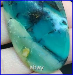 Indonesian Blue Opalized Petrified Wood with Copper Cabochon