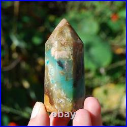 Large 100g Rare Blue Opalized Petrified Wood Tower, Native Copper Opal Wood, Ind