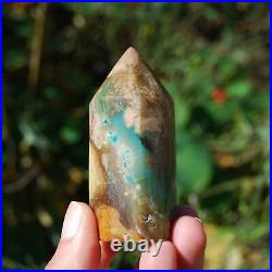 Large 100g Rare Blue Opalized Petrified Wood Tower, Native Copper Opal Wood, Ind