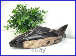 PETRIFIED WOOD FISH, Stone Carved Fish, Stone Fish Carving, Fossil Wood Fish