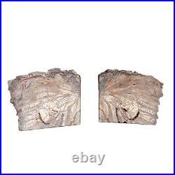 Petrified Wood Bookends Stone Bark Edges 7 pounds 5 x 4.5 inches Brown Tan Och