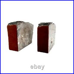 Petrified Wood Bookends Stone Bark Edges 7 pounds 5 x 4.5 inches Brown Tan Och
