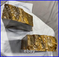 Petrified Wood Bookends polished with Felt bottoms 6x5-1/2x 2 thick -8.2 lbs