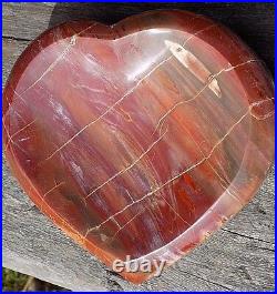 Petrified Wood Heart Dish Tree Fossil Keys Candy Ashtray 7770
