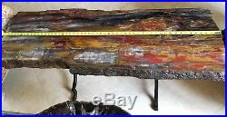 Petrified Wood solid Slab Table Top with hand forged base Exceptional Specimen