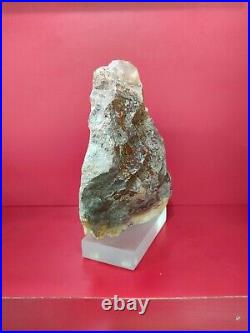 Pink petrified wood agate crystal polished with base 1910gr 6x16x17cm (64)