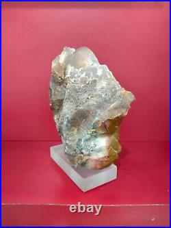 Pink petrified wood agate crystal polished with base 1910gr 6x16x17cm (64)