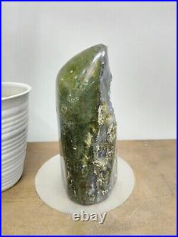 Rare Crystal green petrified wood polished natural home decoration 1100gr C