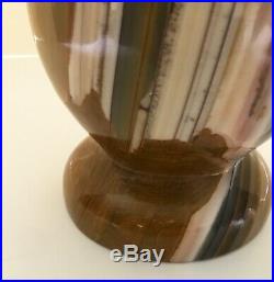 Rare Museum Artisan Polished Jasper Large Urn Vase Petrified Wood Architectural
