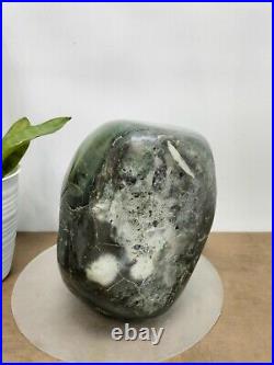 Rare green brown petrified wood polished natural home decoration 3800gr