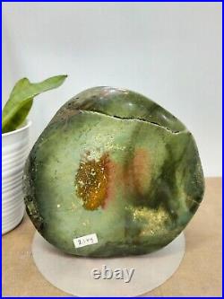 Rare green crystal petrified wood polished natural home decoration 2100gr Rare green crystal petrified wood polished natural home decoration 2100gr
