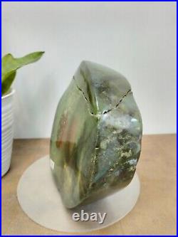 Rare green crystal petrified wood polished natural home decoration 2100gr Rare green crystal petrified wood polished natural home decoration 2100gr