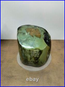 Rare green petrified wood polished natural home decoration and collection 1547gr