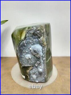Rare green petrified wood with crystal polished natural home decoration 3500gr
