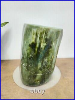 Rare green petrified wood with crystal polished natural home decoration 3500gr